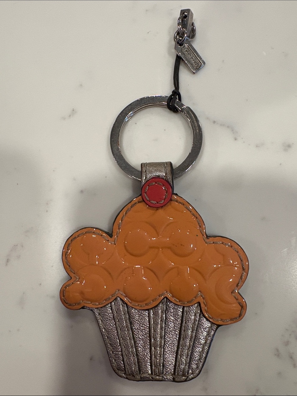 Coach Orange & Silver Cupcake Key Ring Charm